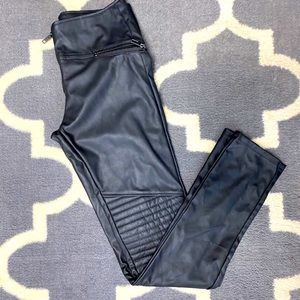 Black faux leather pants